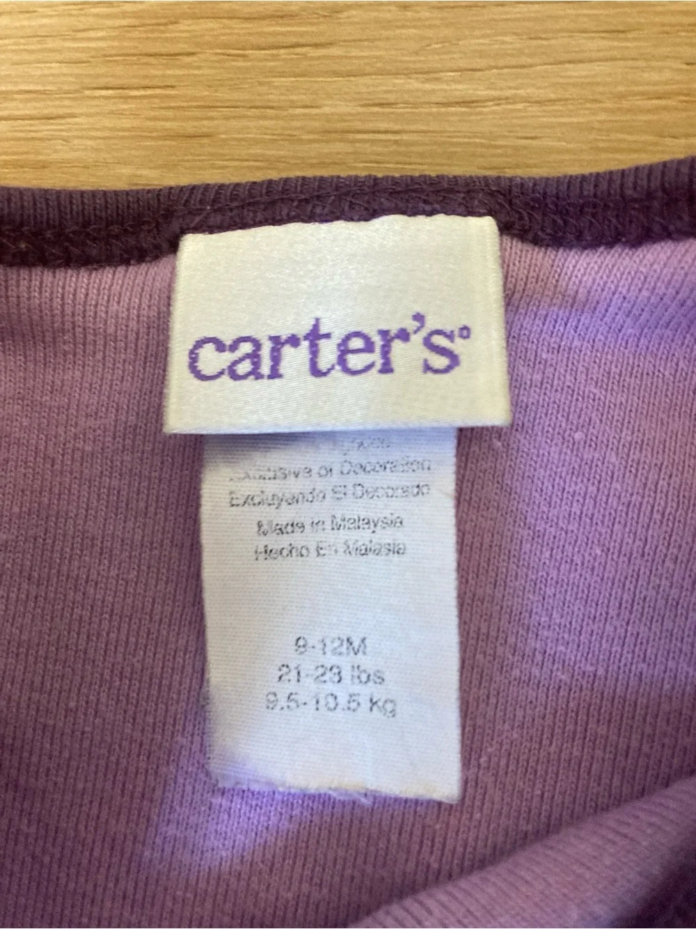 Carter's Y2K Lavender Body with Dark Purple Raglan Sleeve Baby Top